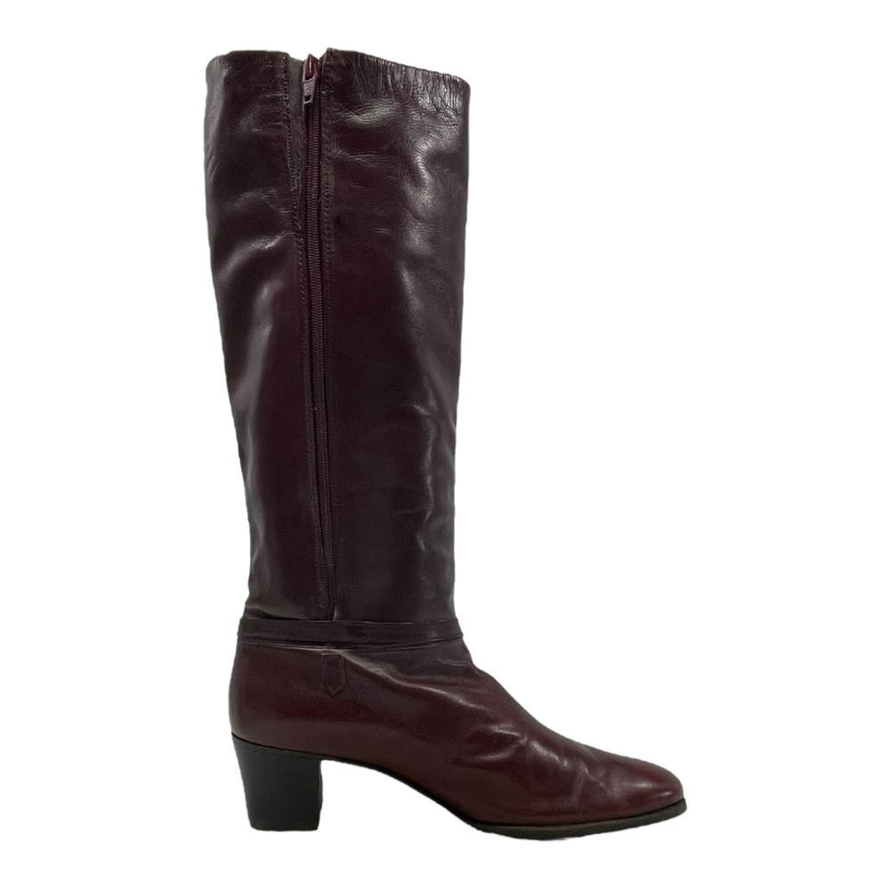 Vintage 70s SALVATORE FERRAGAMO Womens 9.5 Leather Knee High Riding Boots Bow - Picture 5 of 16
